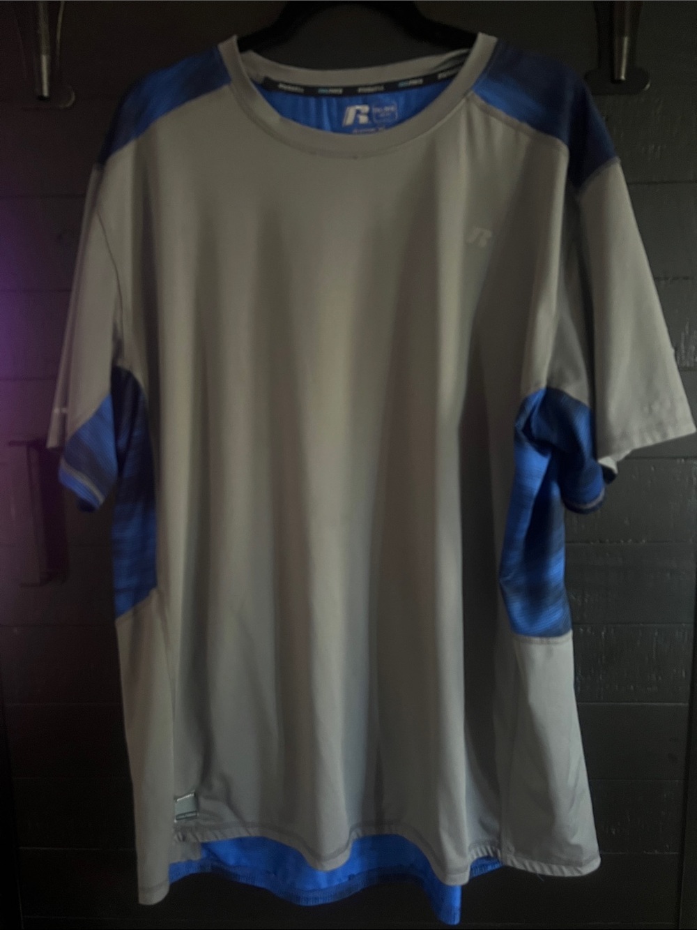 Russell Athletic Gray Short Sleeve Tee with Blue Accents